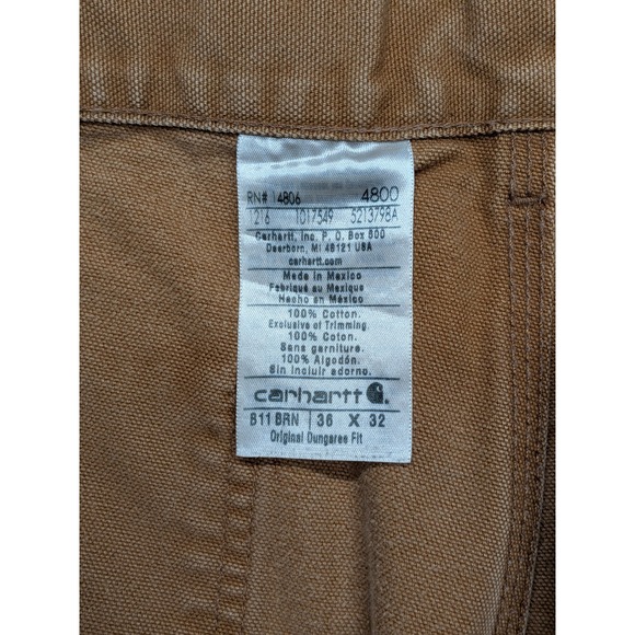 Carhartt B11 BRN 36x32 (Fit 34x29) Original Dungaree Fit Pants Distressed Faded - Picture 7 of 15